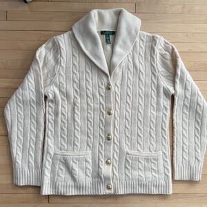 Ralph Lauren Wool Cable Knit Cardigan Sweater
